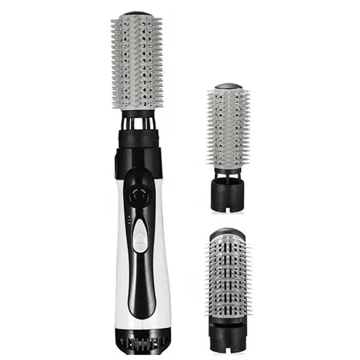 Brosse pour sèche-cheveux 3 en 1 brosse rotative ronde à air chaud 2 brosses à boucler détachables à rotation automatique