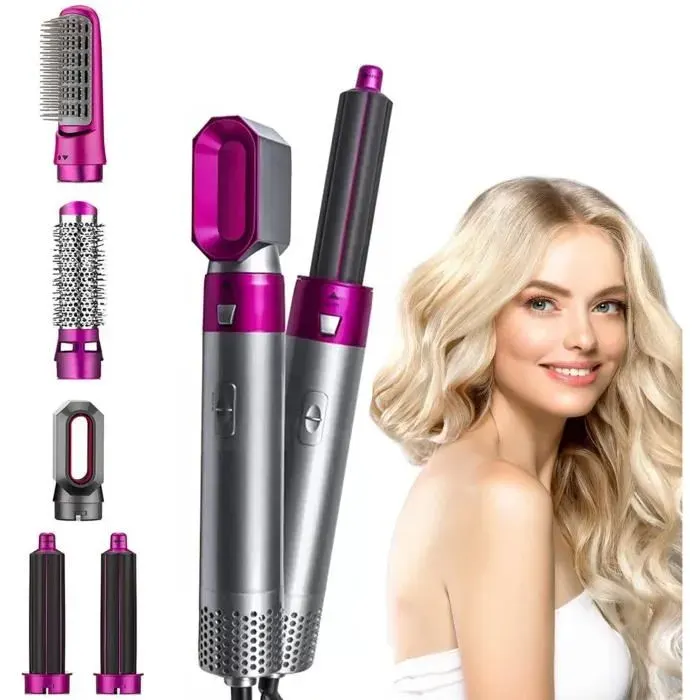 brosse pour sèche-cheveux 5 en 1 1000w ensemble de brosse à air chaud multifonction avec protection contre la surchauffe brosse