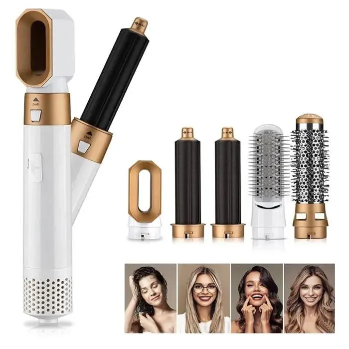 Brosse pour Sèche-Cheveux 5 en 1 Ensemble de Brosse à Air Chaud avec Protection Contre La Surchauffe Brosse-Sèche-Cheveux