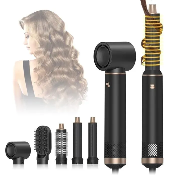 Brosse Sèche-Cheveux 5 En 1 Avec Technologie À Air Chaud Et Ions Négatifs - Styler Multifonction Pour Sécher Boucler Et Lisser