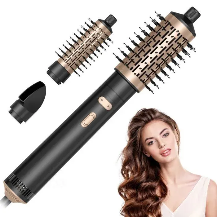 Brosse Sèche-Cheveux Chauffante Rotative - Avec 3 Têtes Amovibles - 3 Températures et 2 Vitesses - Pour Boucler o BROSSE SOUFFLANTE