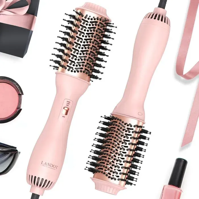 Brosse Soufflante 3-en-1 1000W brosse seche cheveux-Lisse-Volume en 15 minIonique & CéramiqueOvale 6cmNylon & Sanglier