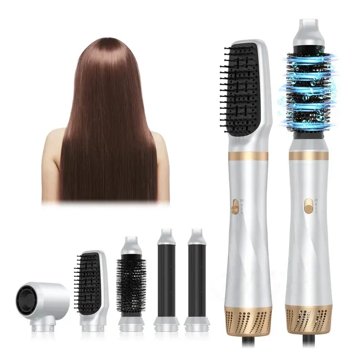 Brosse Soufflante 5 en 1 Air Styler 1000W Ionique avec Fer à Boucler et Brosse Chauffante Volumisante Séchage