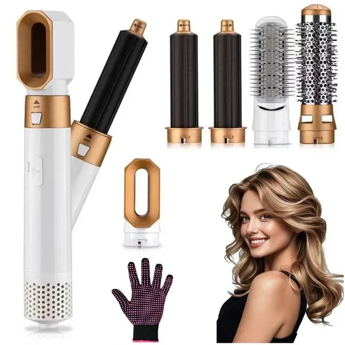 Brosse Soufflante 5 en 1 Air Styler 110000 RPM -1000W - 3 Températures Brosse Lissante Seche Cheveux