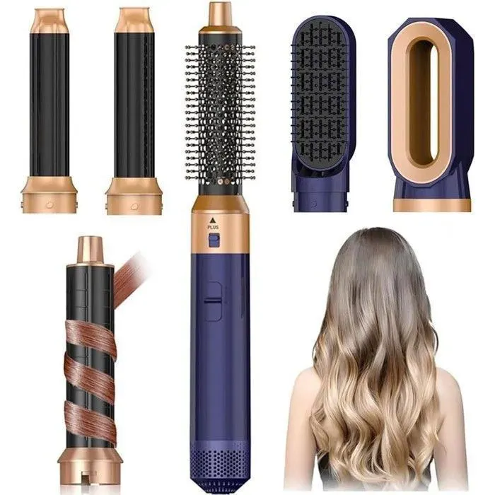 Brosse Soufflante 5 en 1 - Air Styler 110000 RPM - Ions Négatifs - 1000W - 3 Températures - Brosse Lissante Seche Cheveux