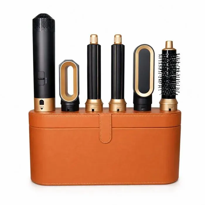 Brosse Soufflante 5 en 1 Air Styler Sèche-Cheveux Boucleur Auto-Enroulant Brosse Lissante Coffret