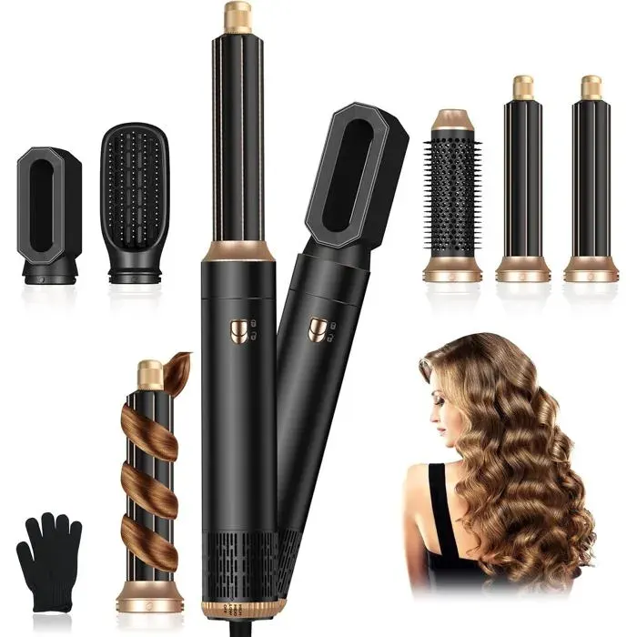 Brosse Soufflante 5 En 1 Air Styler Set1000W Hair Air Styler 3 TempératuresMulit Air Brush Set Pour Lisser Volumisante SécherB
