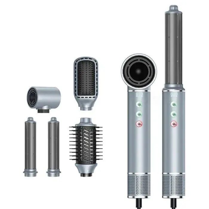 Brosse Soufflante 5 en 1- LANGTU- 1300W -3 Températures - Brosse à air chaud pour Friser Lisser et Coiffer Les Cheveux Bleu -Unise