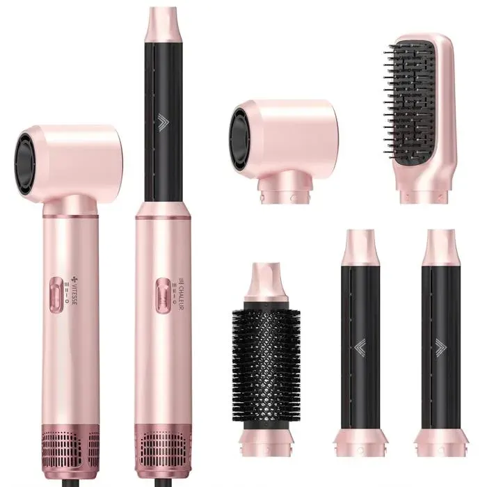 Brosse Soufflante 5 en 1 - Sèche-Cheveux et Boucleur Automatique - 5 Embouts Amovibles - Technologie Ionique - LisseBoucleVolumise