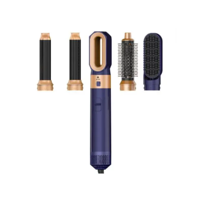 Brosse soufflante 5 en 1 sèche-cheveux fer à boucler automatique brosse lissante coiffure multifonction bleu