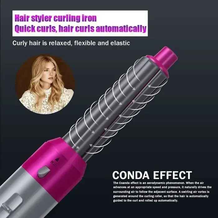 Brosse soufflante 5 en 1 sèche-cheveux multifonctionnel brosse à air chaud styler bigoudi lisseur ionique BROSSE
