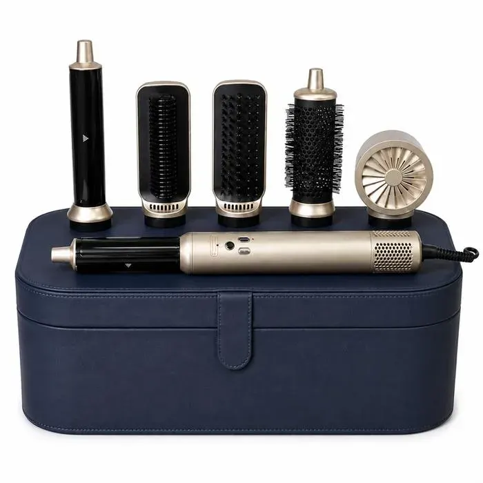 Brosse Soufflante 6 en 1 Auto-Wrap Sèche-Cheveux et Boucleur Air Styler Brosse Lissante Cordon Rotatif 360°