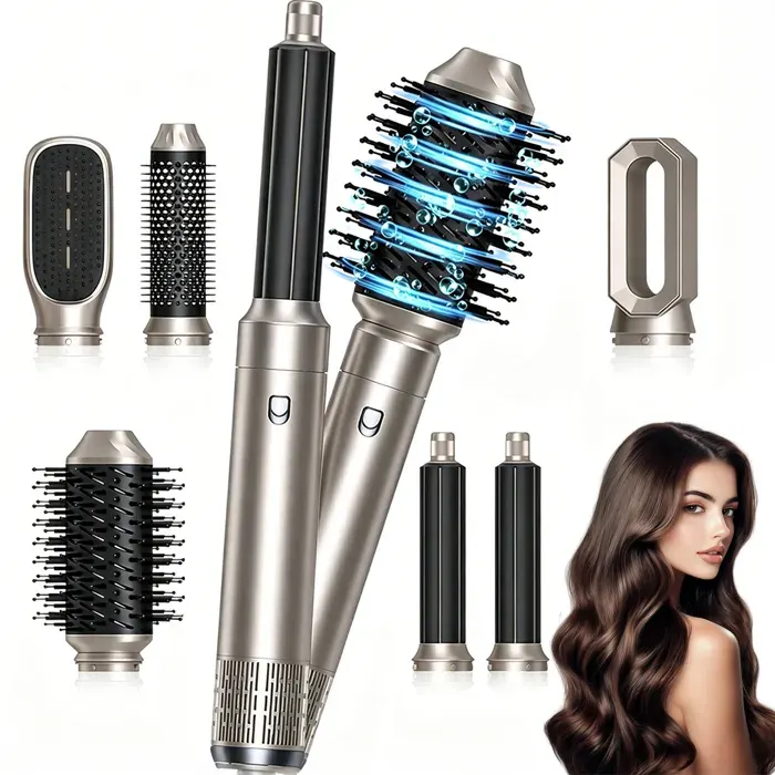 Brosse Soufflante 6 en 1 Brosse Chauffante Brushing et Air Styler avec Têtes Amovibles 1200W - 3 Températures