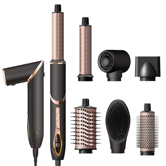 Brosse soufflante 7 en 1 1400w ions négatifs peigne fer à boucler - TepidBee - automatique peigne à coiffer pour cheveux raides et — coloris Noir