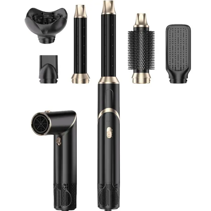 Brosse soufflante 7‑en‑1 – Ions négatifs pliable 1000 W – 3 vitesses chaud/froid – Boucles lissage