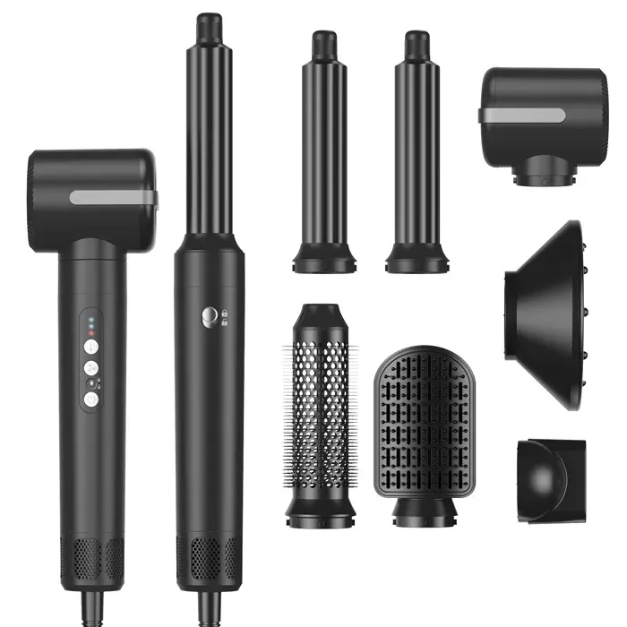 Brosse Soufflante 7 en 1 - OHP - 1400W - 3 Températures - Auto-Boucleur - Brosse à air chaud ionique Séchage Rapide noir
