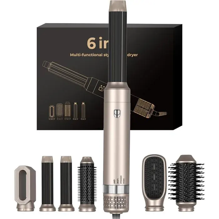 Brosse Soufflante Air Styler 6 En 1 1000W Seche Cheveux Hair Styler SetBrosse ChauffanteBoucleur A Cheveux À Air ChaudBrosse Ch