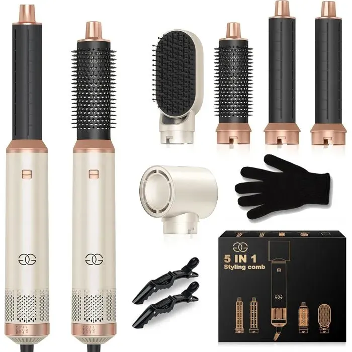 Brosse Soufflante avec 5 accessoiresMultistyler Sèche-cheveuxAirstyler 5-en-1pour sécherBrosse Coiffante ChauffantePour