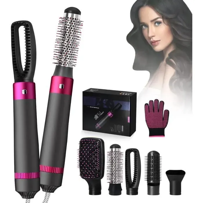 Brosse Soufflante Brosse pour Sèche-Cheveux 5 en 1 Ensemble de Brosse à Air Chaud avec Protection Contre La Surchauffe
