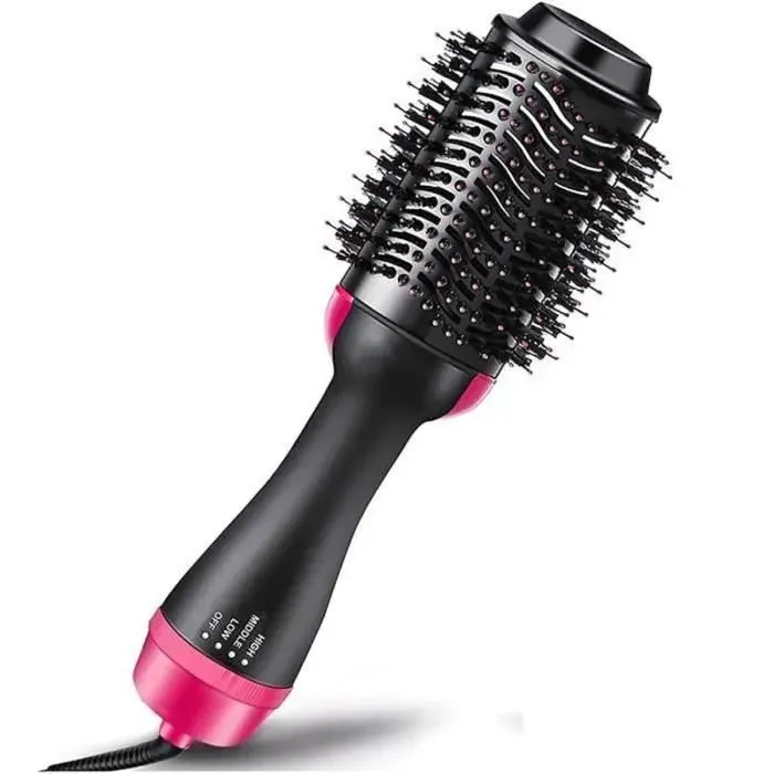 Brosse Soufflante CALDION - 5en1 avec Négatif Ion Multifonctionnel - Rose Rose et Noir