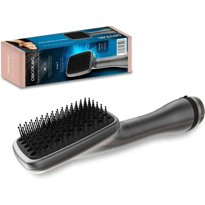 Brosse Soufflante Ceramic Care Unique SquareChauffante Brosse Coiffante 1200 W avec tête carrée 3 en 1 pour un séchage rapide