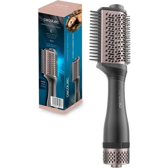Brosse Soufflante Ceramic Care Unique TriangleSèche rapide 1200 WTête En Céramique5en1Technologie Ionique Anti-FrisottisCâble