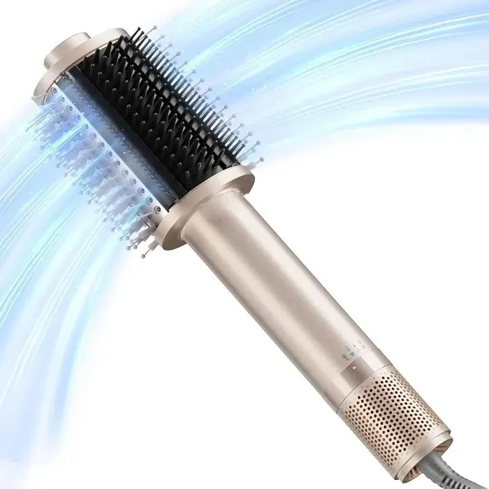 Brosse Soufflante Chauffante One-Step Sèche-cheveux et Brosse Volume Brushing Peine Ionique 5 en 1 avec Moteur Turbo Séchage Or