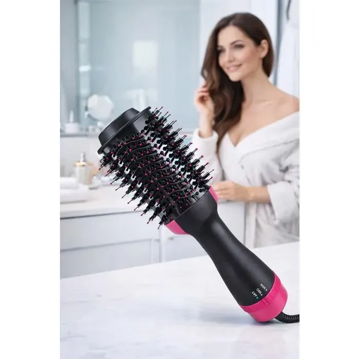 Brosse soufflante électrique 2-en-1 1000 W – Séchage brushing et lissage – Brosse chauffante anti-statique.