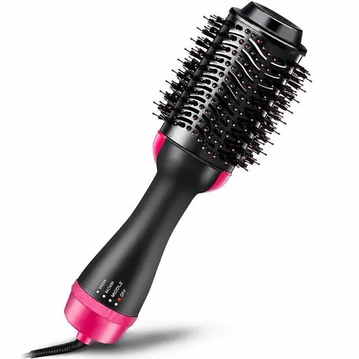 Brosse soufflante ionique 1000 W 3 niveaux de chaleur revêtement céramique coiffage cheveux noir rose
