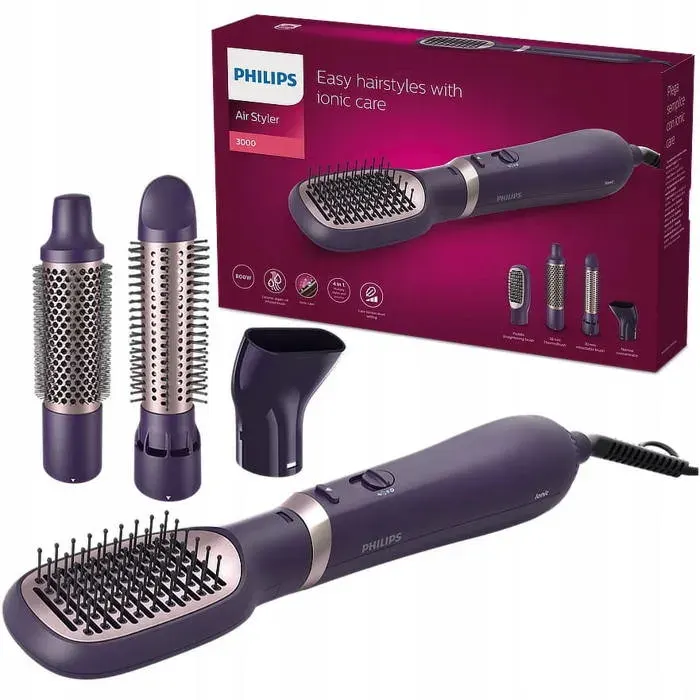 Brosse soufflante ionique - PHILIPS - BHA313/00 - 800 W - 2 températures - 4 embouts — coloris Blanc