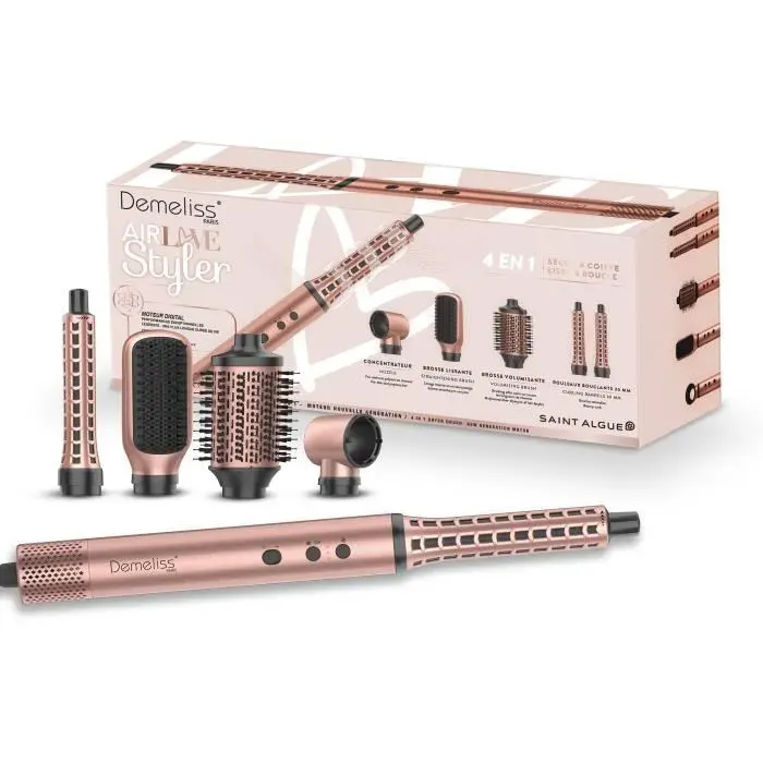 Brosse Soufflante Multistyler -SAINT ALGUE - Demeliss AIRFLOW STYLER - Sèche & Coiffe Lisse & Boucle - Coloris Exclusif