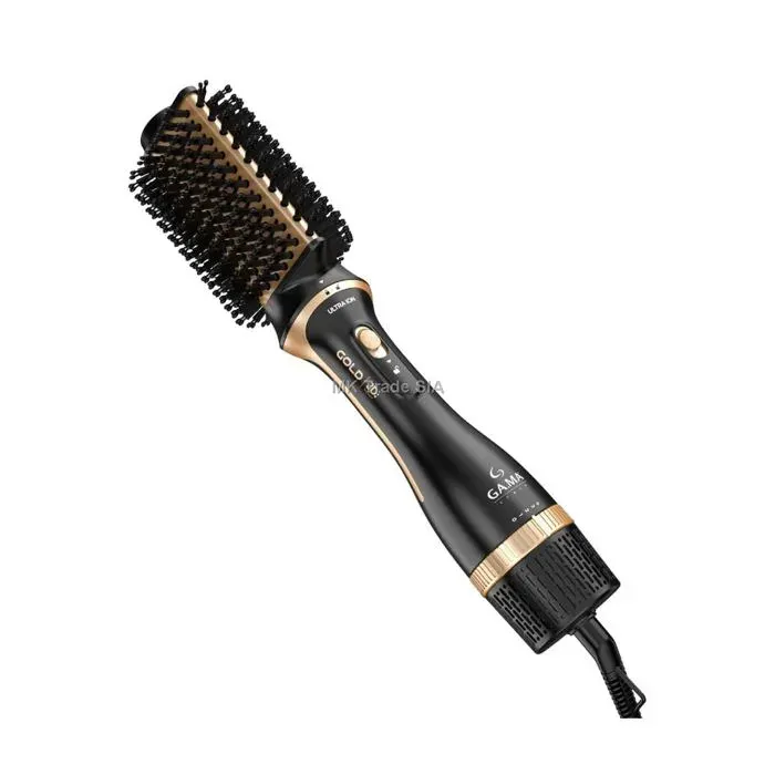 Brosse soufflante noire - GA.MA - Régulation du flux dair - Ionisation - Petite brosse ronde - Grande brosse ronde