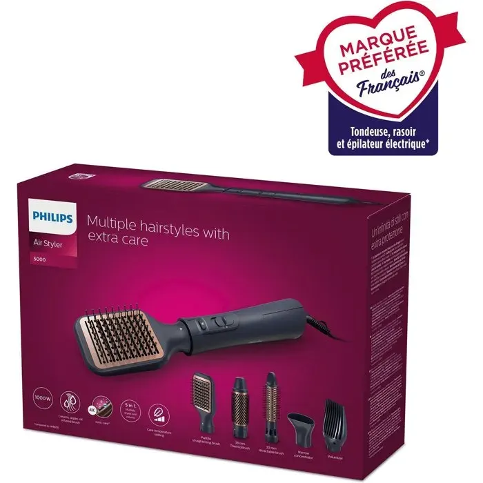 Brosse soufflante - PHILIPS - BHA530/00 - Brillance - 1000 W - 2 vitesses