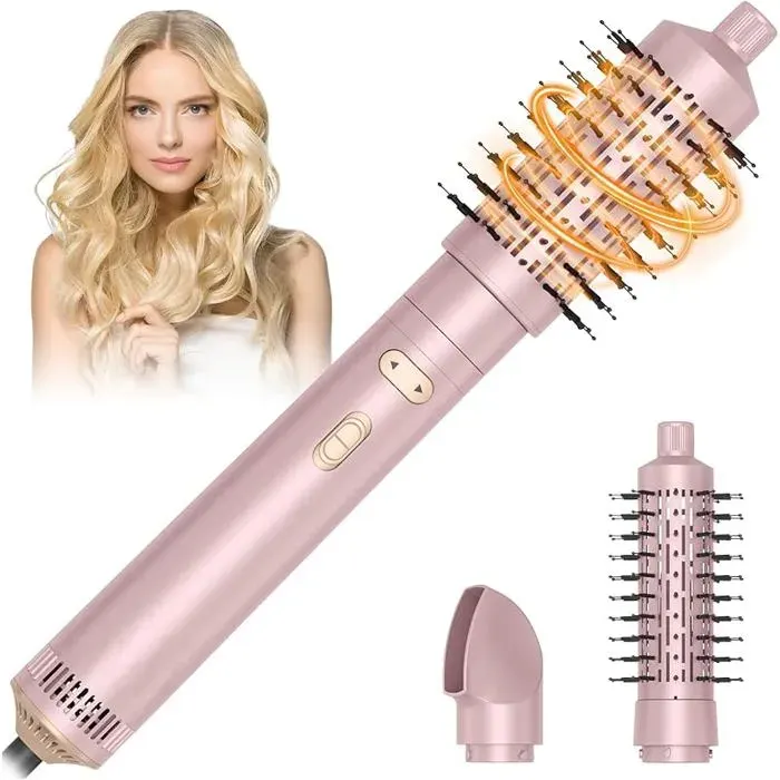 Brosse Soufflante Rotative Air Styler 800W Seche Cheveux Ionique Brosse Chauffante 3 en 1 Fer a Boucler 38/50mm 2 Rose rose BROSSE