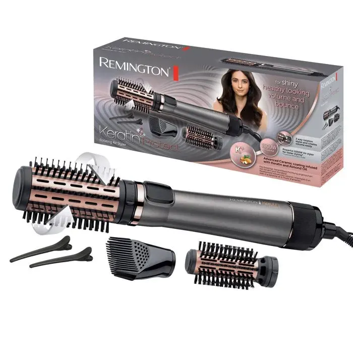 Brosse Soufflante Rotative automatique [Soin kératine & huile damande] Keratin Protect (1000W Céramique Température variable 3
