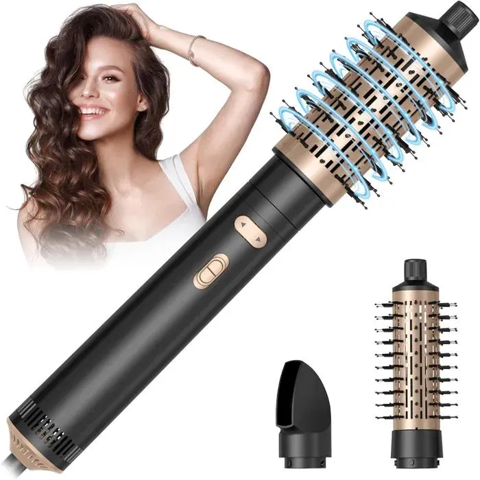 Brosse Soufflante RotativeAir Styler 800WSeche Cheveux IoniqueBrosse Chauffante 3 en 1Fer a Boucler 38/50mm2 Vitesse/2