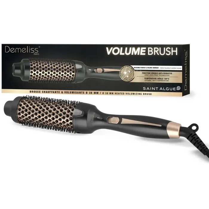 Brosse soufflante - SAINT ALGUE - Demeliss Volume Brush - 52 W - Température unique - Noir / Or