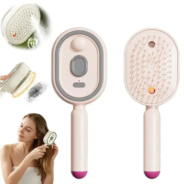 Brosse vapeur électrique 2026 lisseur rechargeable démêlante anti-frisottis rose Cuneary