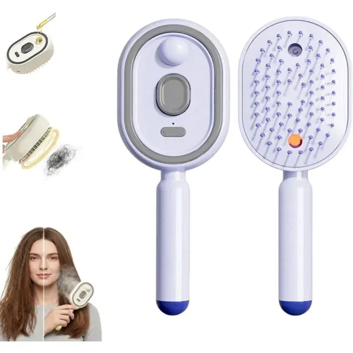 Brosse vapeur lissante - VELUNOR - 3-en-1 Rechargeable - Spray intégré - Démêlant antistatique - Sans fil