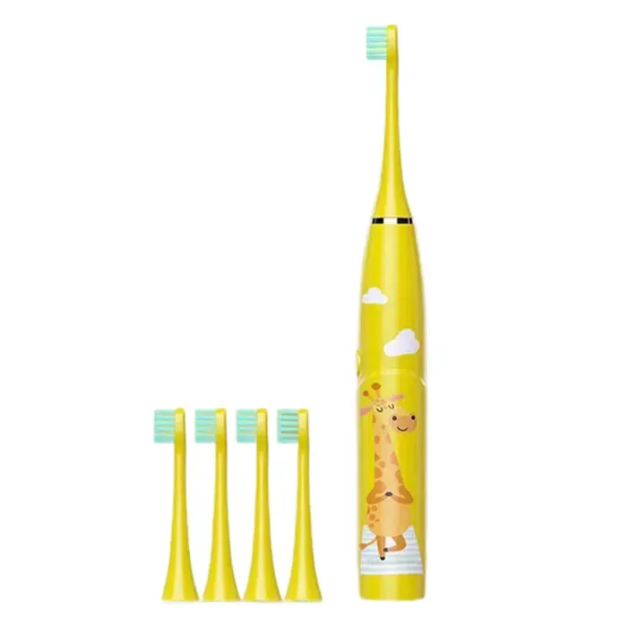 Brosses à dents électriques enfants 4 têtes 3 modes mémoire étanchéité IPX7 minuterie 2 min Label