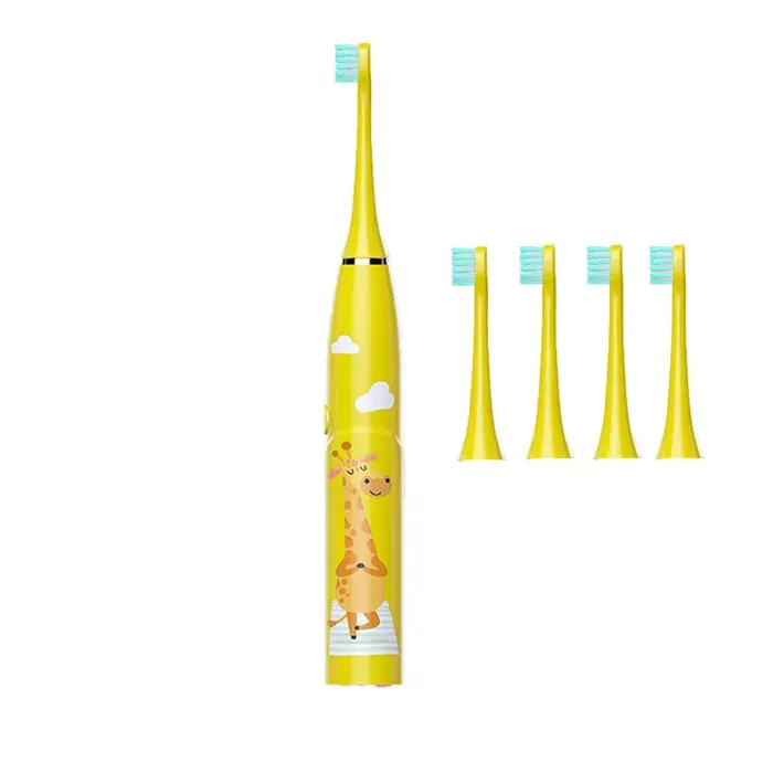 Brosses à dents électriques pour enfants étanches IPX7 4 têtes de brosse 3 modes et minuterie intégrée de 2 minutes