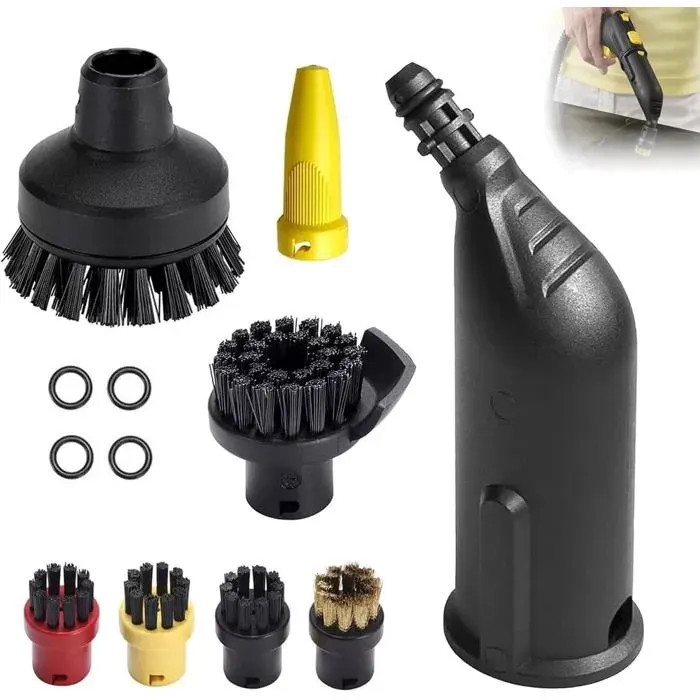 Brosses Nettoyeur Vapeur Kärcher 12 Pièces Brosse Ronde Nylon et Buse Compatible SC1 SC2 SC3 SC4 SC5