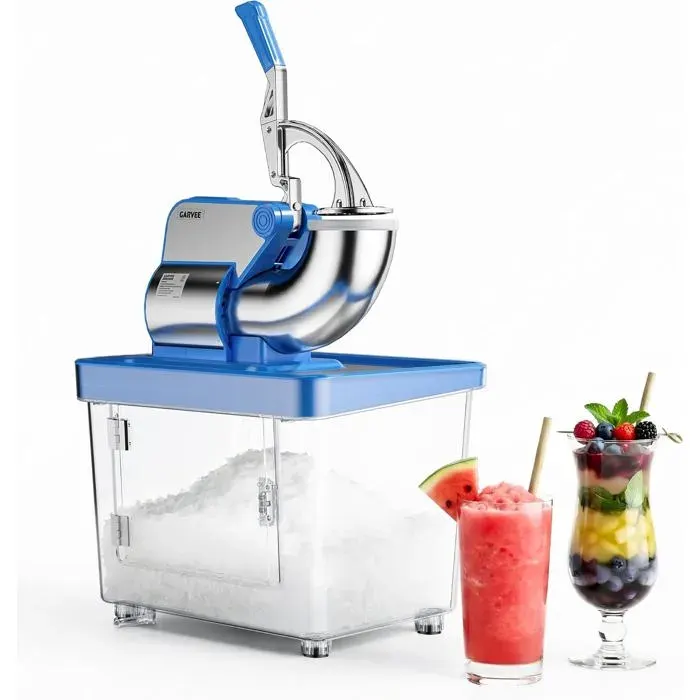 Broyeur à Glace 350W 2000 tr/min 4 Lames Inox Réservoir 50L Machine Pro pour Slush Et Snow Cones Texture Réglable Bleu
