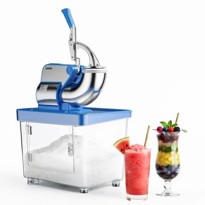 Broyeur à glace électrique - 350W - 34 L - Machine Pro pour Slush Et Snow Cones - Texture Réglable - Bleu