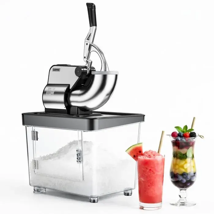 Broyeur à glace électrique - 350W - 34 L - Machine Pro pour Slush Et Snow Cones - Texture Réglable - Noir