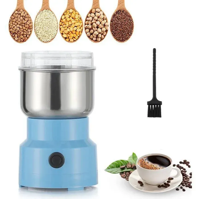 Broyeur de cuisine électrique 200 W - 14 500 tr/min et capacité de 300 ml - Convient pour les herbes et le café (bleu) SANPIE