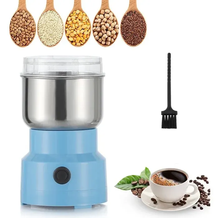 Broyeur de cuisine électrique 200 W - 14 500 tr/min et capacité de 300 ml - Convient pour les herbes et le café (bleu)