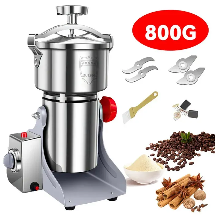 Broyeur Électrique 3500W Inox 800g Moulin À Grains Épices Mixeur Haute Vitesse Multifonction 220V Broyeur Céréales Café Herbes Secs