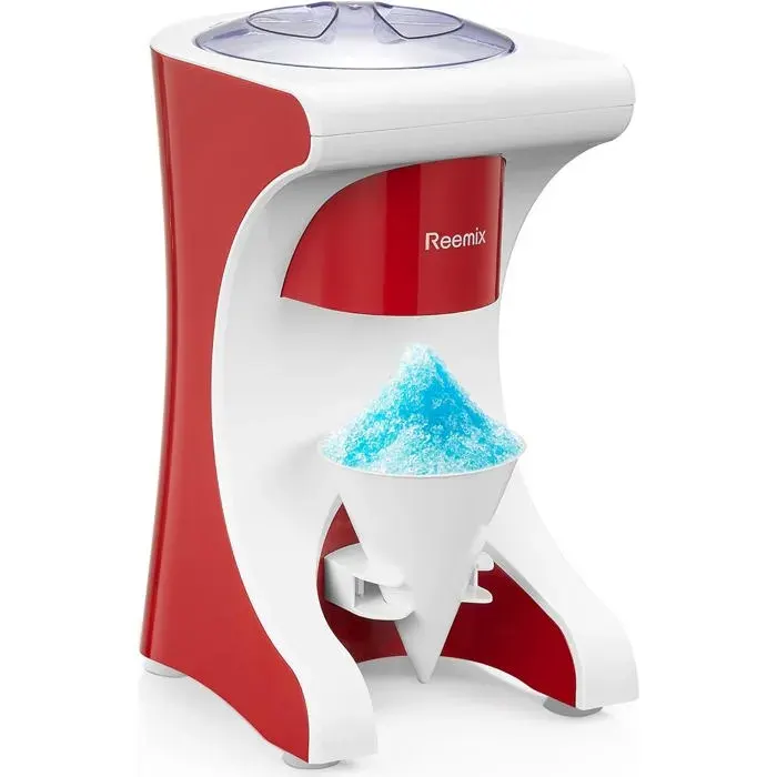 Broyeur glace électrique professionnel lames inox cônes de neige et slush base ventouse antidérapante rangement câble