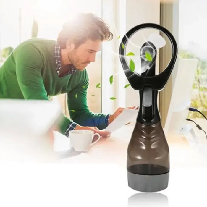 Brumisateur + Ventilateur - Portable - Noir - Alimentation Piles - Hauteur 28 cm - Bonne Contenance